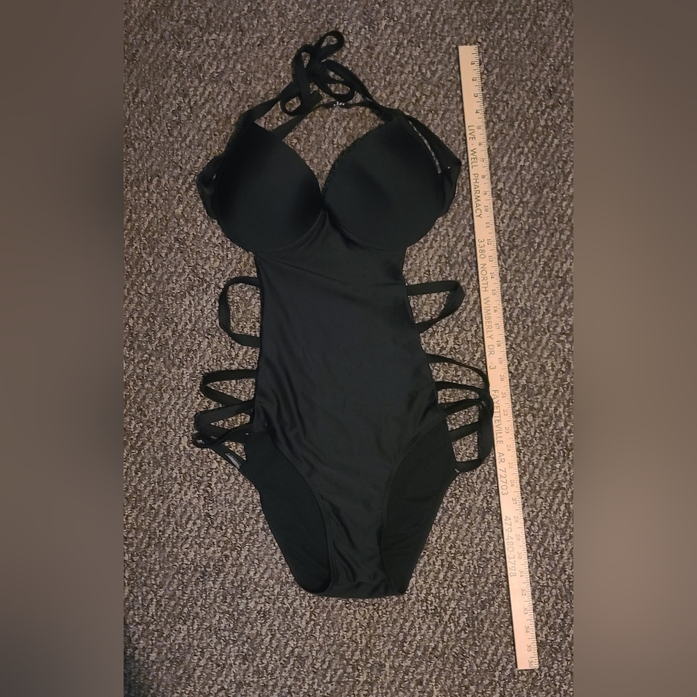 Black Strappy One-Piece Swimsuit 3XL